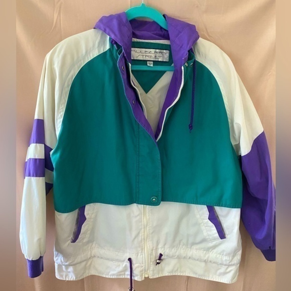 Mulberry Street women’s Vintage 70s Color Block Hooded Jacket Size L